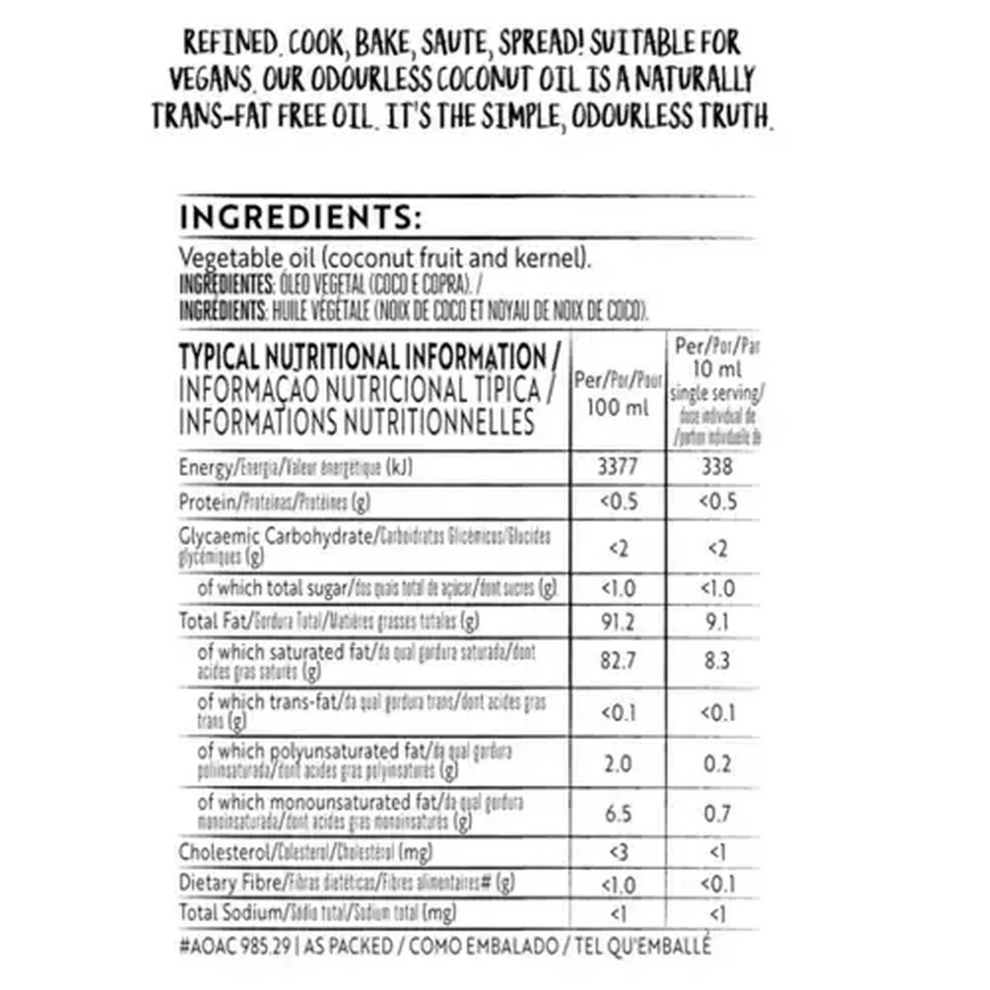 Image of Simple Truth Vegan Odourless Coconut Oil 1L
