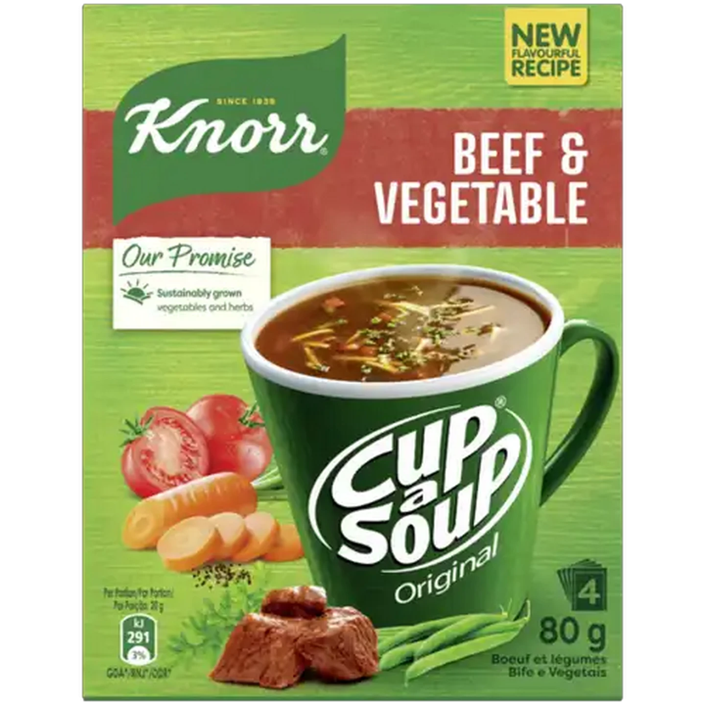 Image of Knorr Cup-a-Soup Beef & Vegetable Instant Soup 4 x 20g