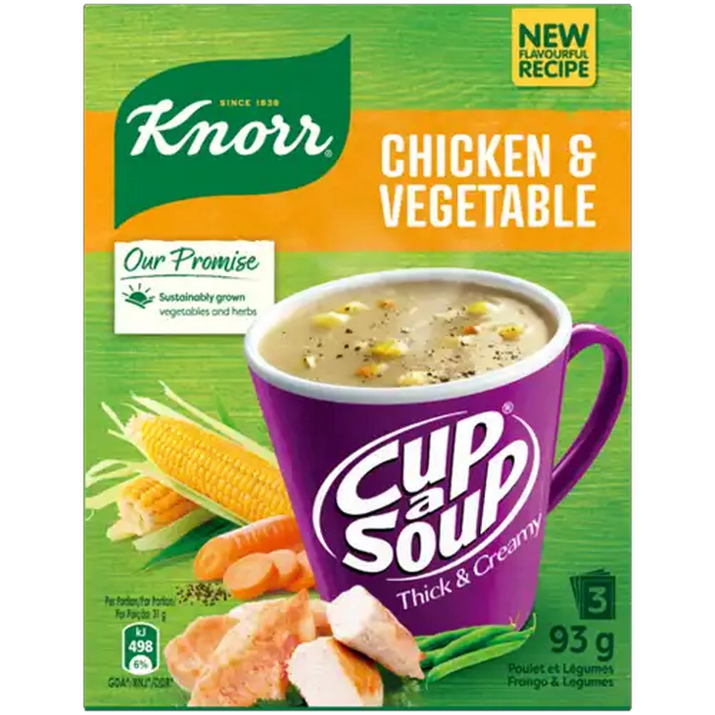 Image of Knorr Cup-a-Soup Thick & Creamy Chicken & Vegetable Instant Soup 3 x 31g