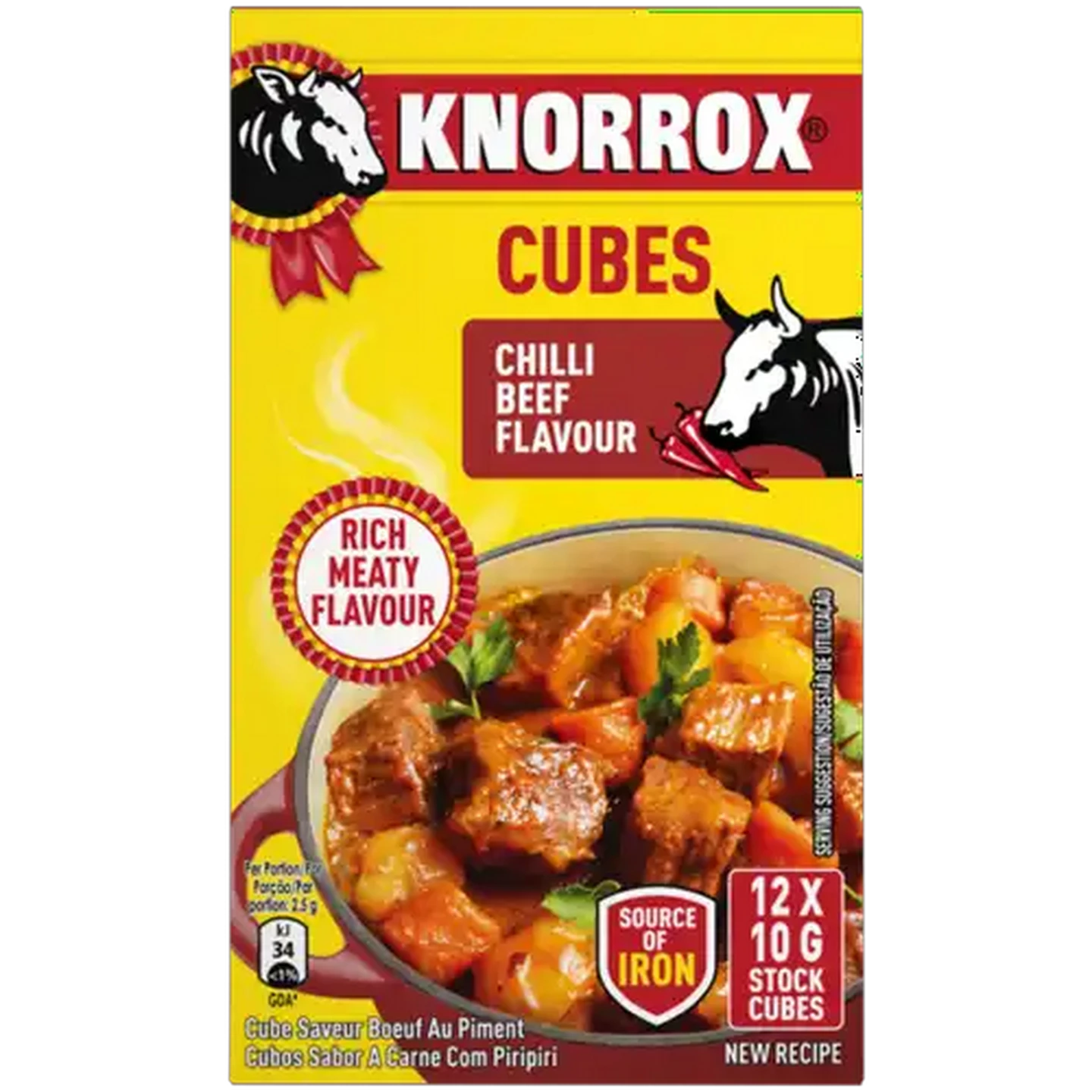 Image of Knorrox Chilli Beef Flavoured Stock Cubes 12 x 10g