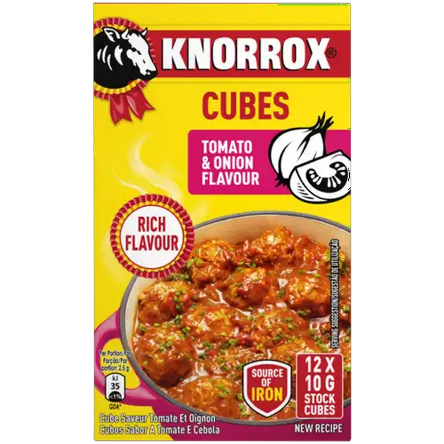 Image of Knorrox Tomato & Onion Flavoured Stock Cubes 12 x 10g