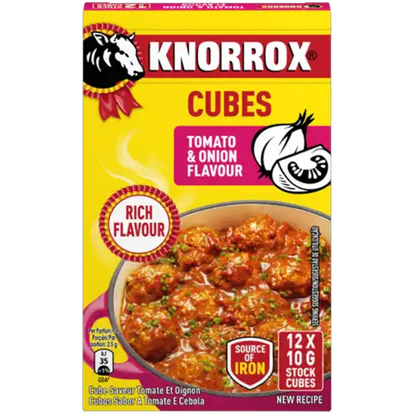 Image of Knorrox Tomato & Onion Flavoured Stock Cubes 12 x 10g