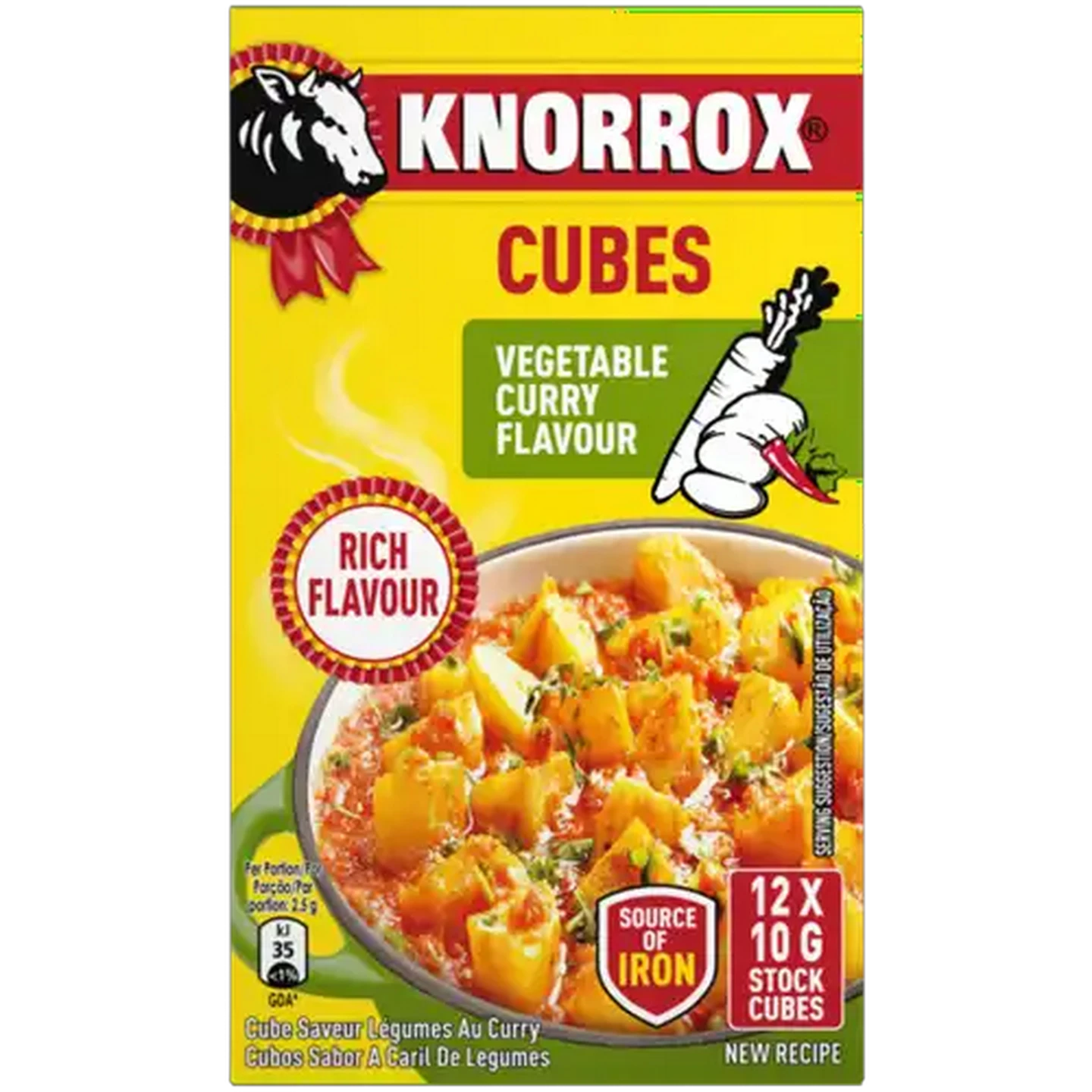 Image of Knorrox Vegetable Curry Flavoured Stock Cubes 12 x 10g