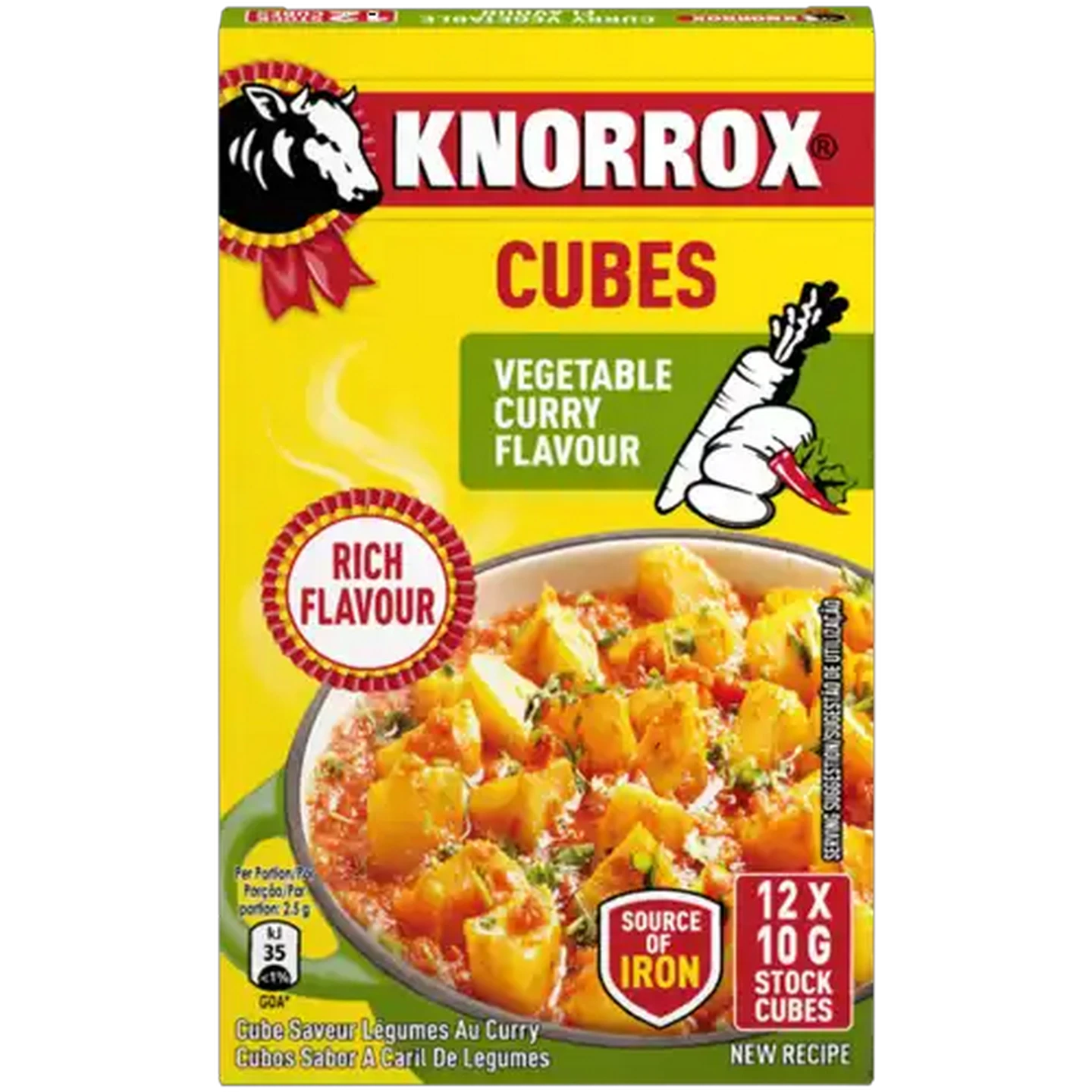 Image of Knorrox Vegetable Curry Flavoured Stock Cubes 12 x 10g