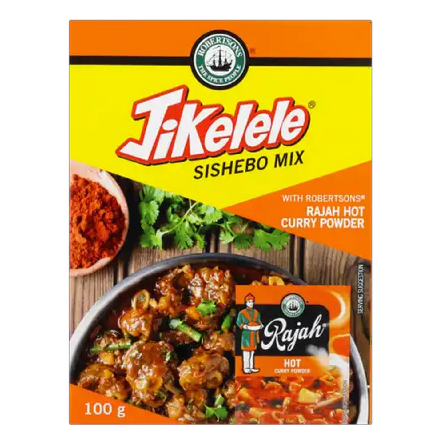 Image of Robertsons Jikelele All in One Sishebo Mix with Rajah Hot Curry Powder 100g
