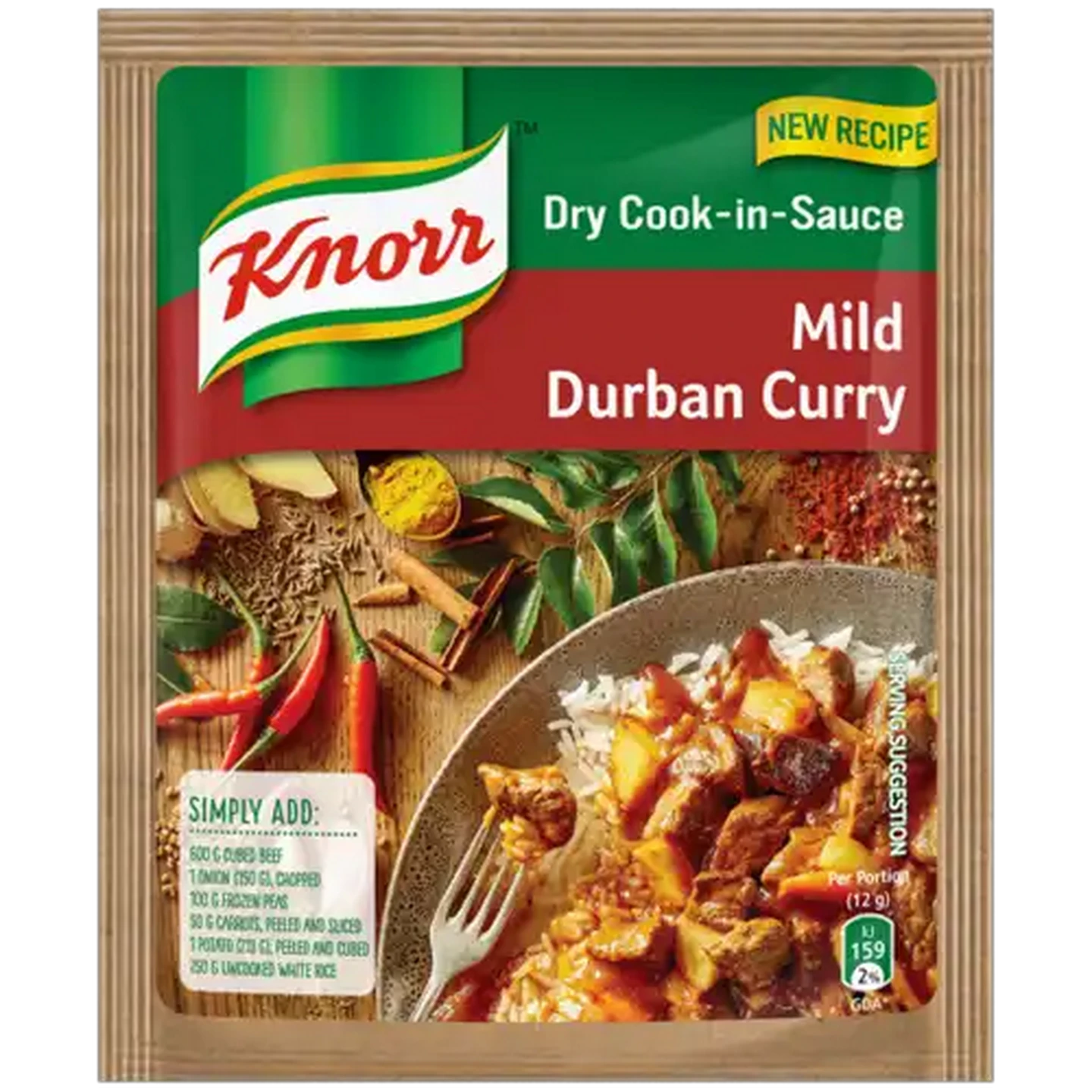 Image of Knorr Mild Durban Curry Dry Cook-In-Sauce 48g