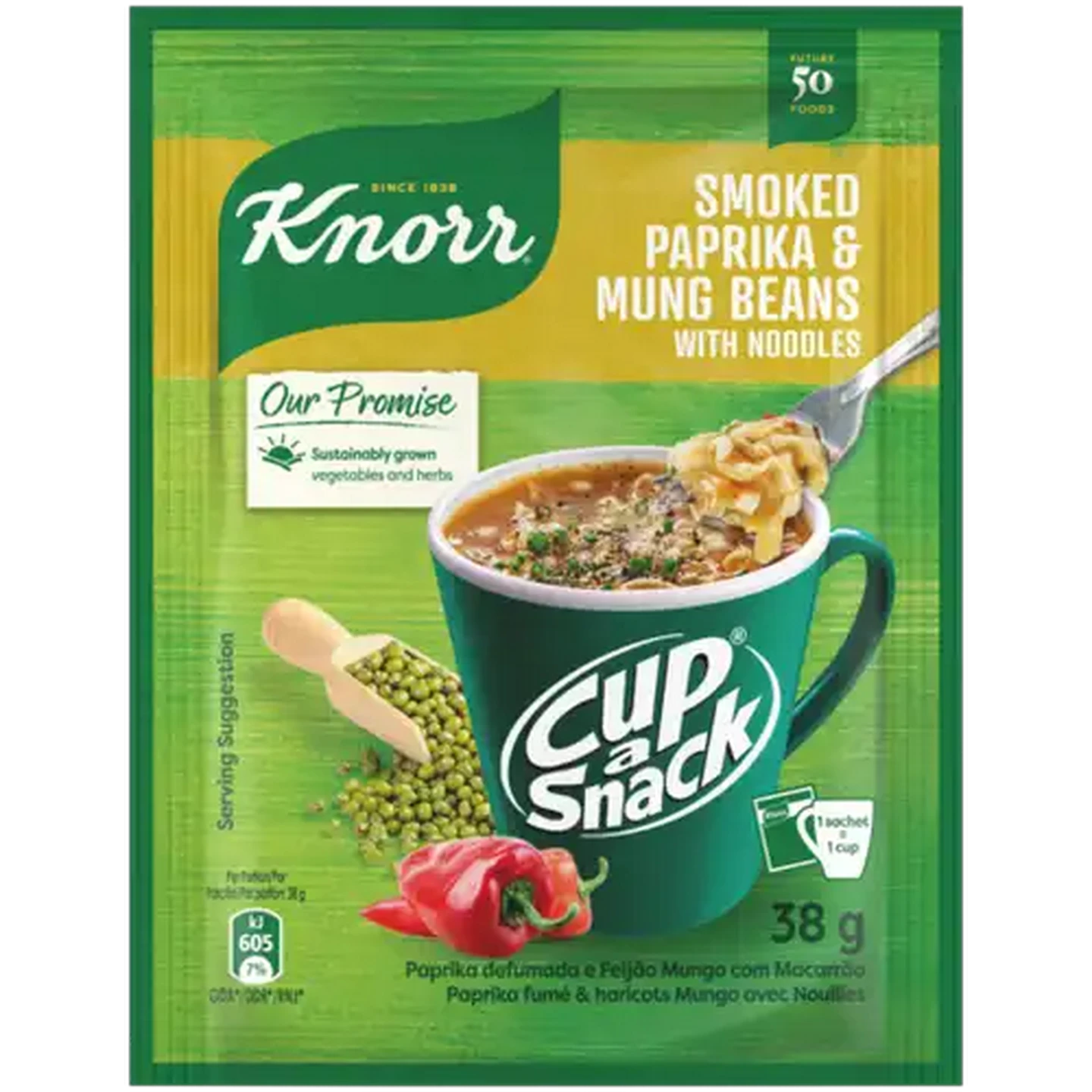 Image of Knorr Cup-a-Snack Smoked Paprika & Mung Beans With Noodles Instant Snack 38g
