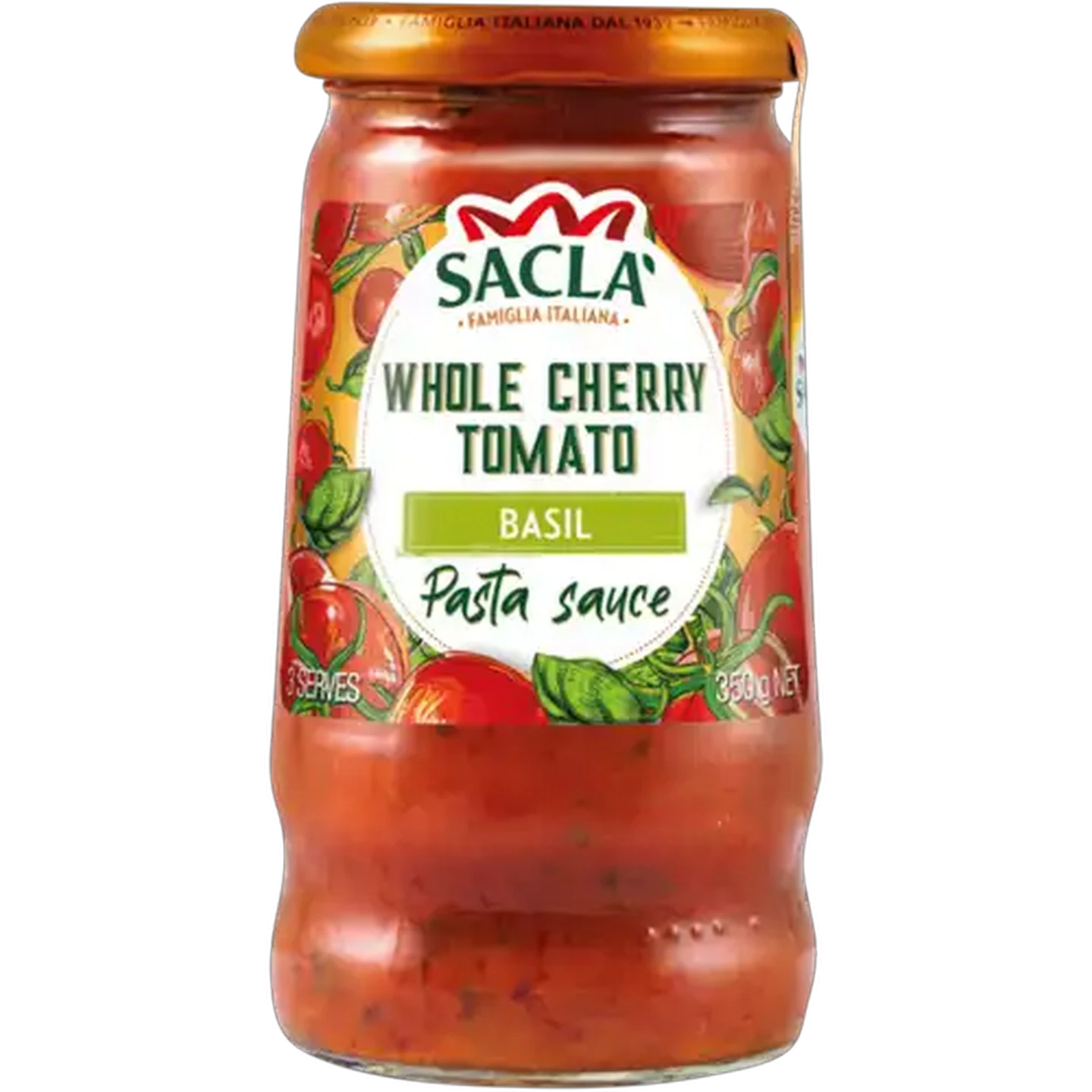 Image of Saclà Whole Cherry Tomato Basil Pasta Sauce Jar 350g