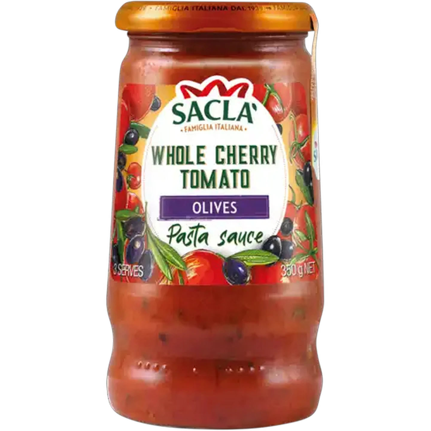 Image of Saclà Whole Cherry Tomato Olive Pasta Sauce Jar 350g