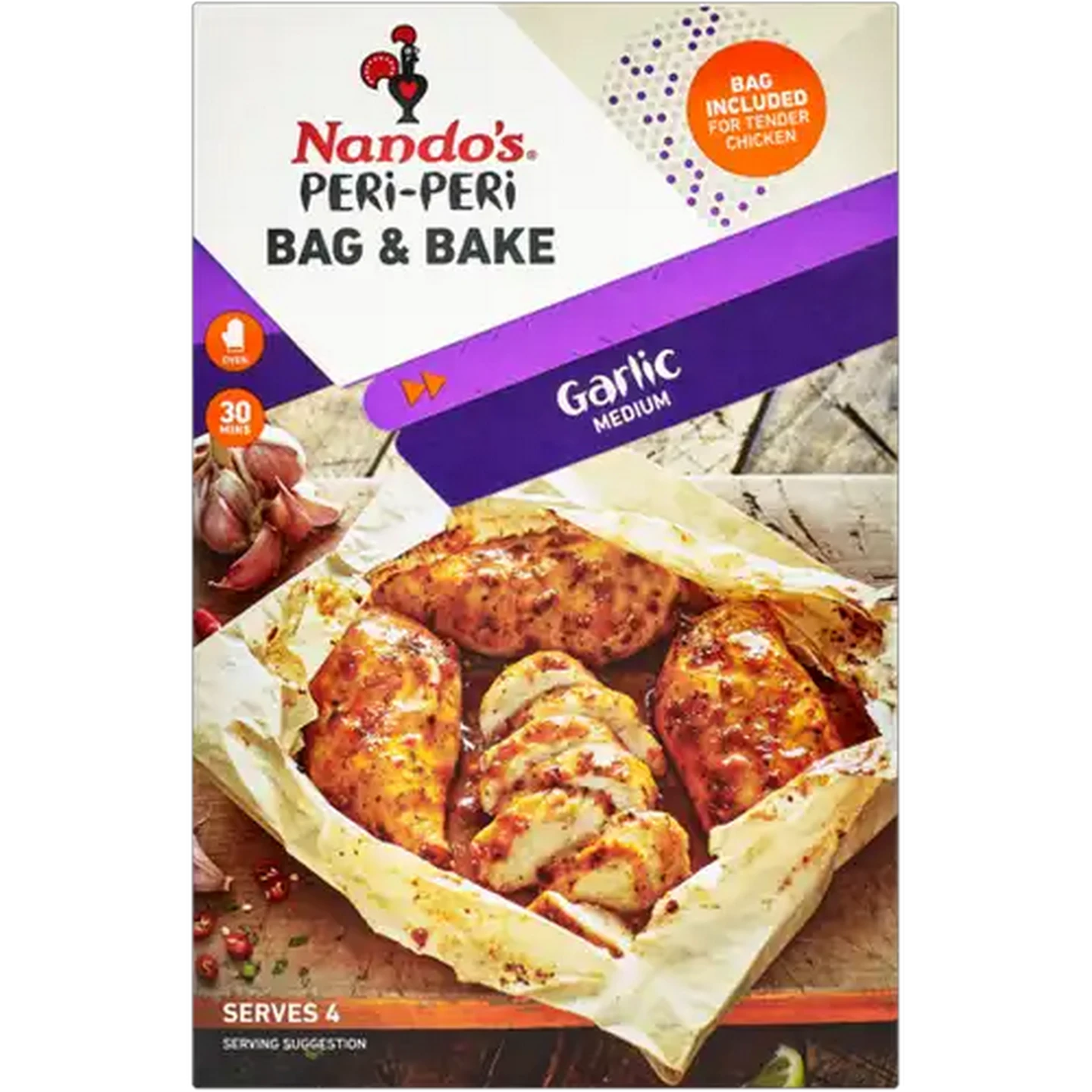 Image of Nando's Peri-Peri Bag & Bake Garlic Flavoured Chicken Spice Cook-In Bag 20g