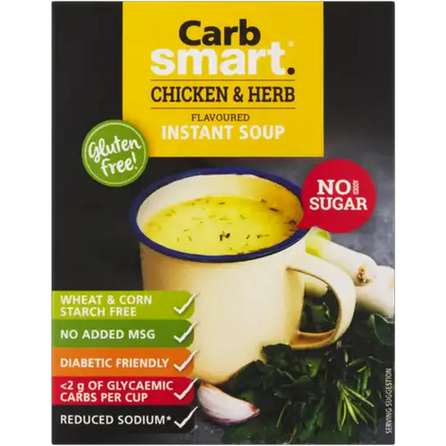 Image of Carbsmart Chicken & Herb Flavoured Instant Soup 4 x 17g