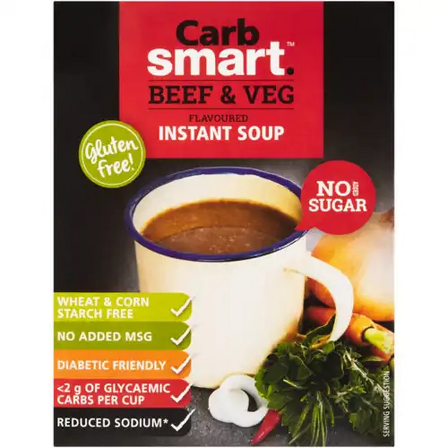 Image of Carbsmart Beef & Veg Flavoured Instant Soup 4 x 17g