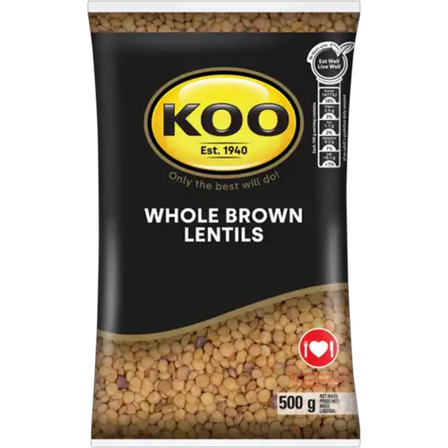Image of KOO Whole Brown Lentils 500g