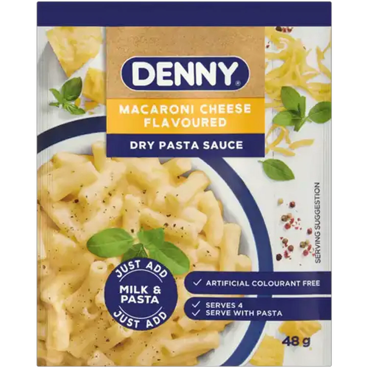 Image of DENNY Macaroni Cheese Flavoured Dry Pasta Sauce 48g