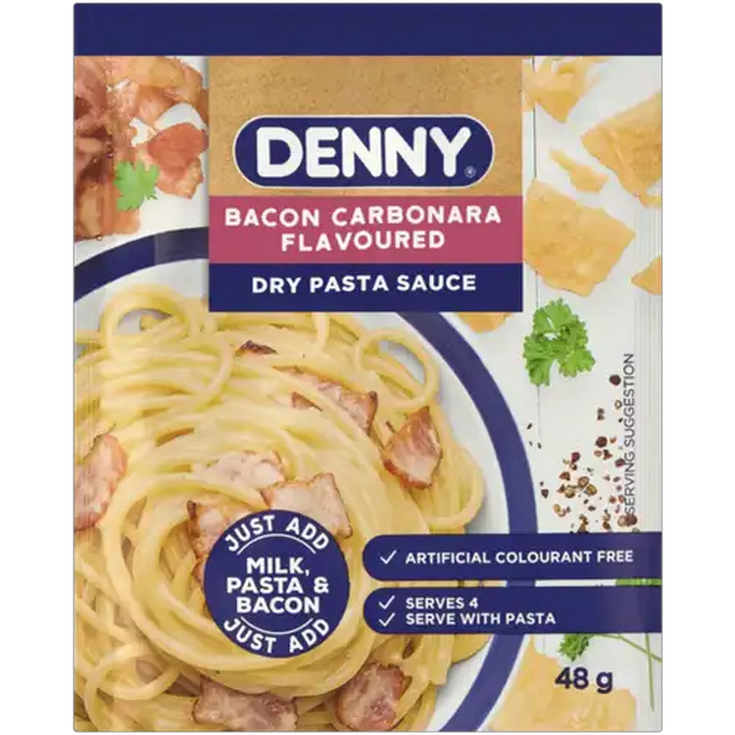 Image of DENNY Bacon Carbonara Flavoured Dry Pasta Sauce 48g