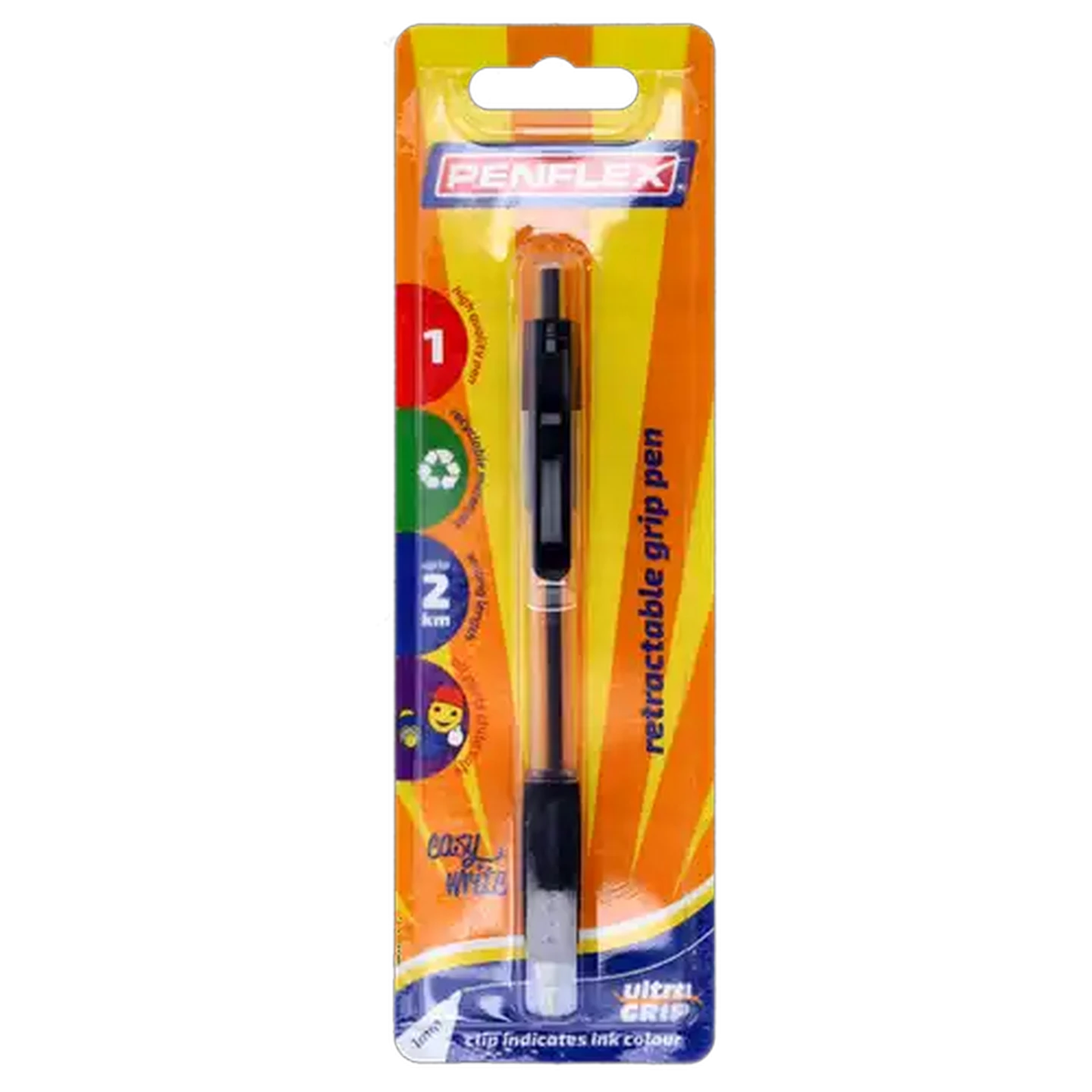 Image of Penflex Retractable Medium Point Black Ballpoint Grip Pen 1mm