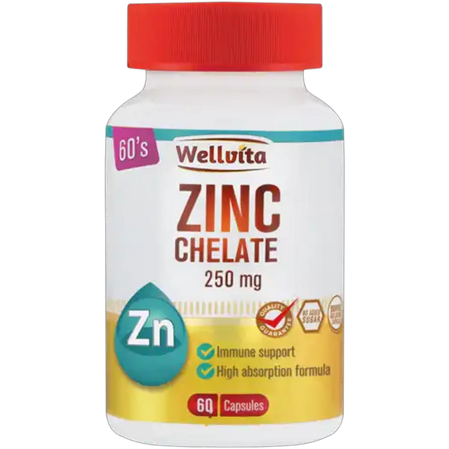 Image of Wellvita 250mg Zinc Chelate Capsules 60-Pack