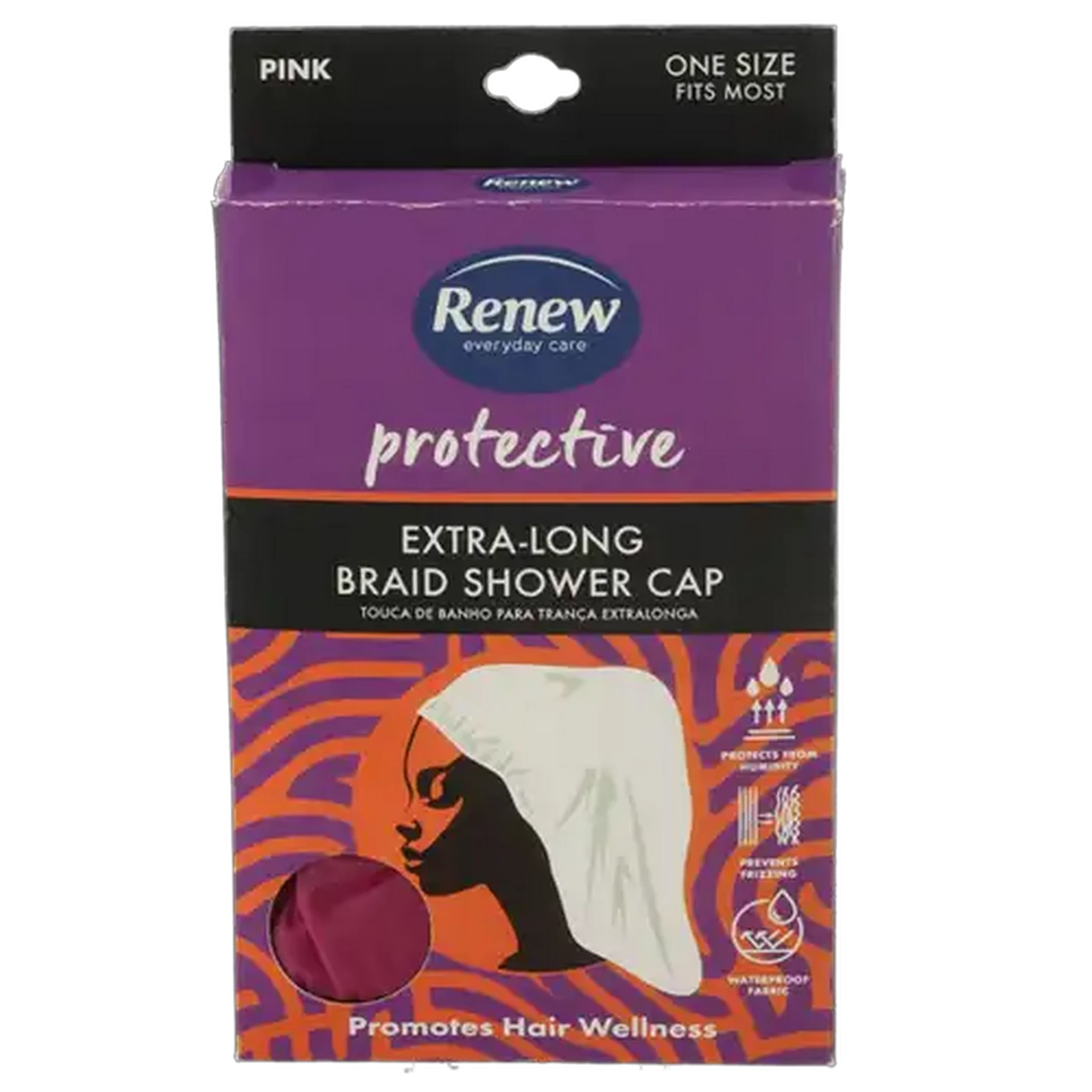 Image of Renew Pink One-Size-Fits-All Extra Long Braid Shower Cap