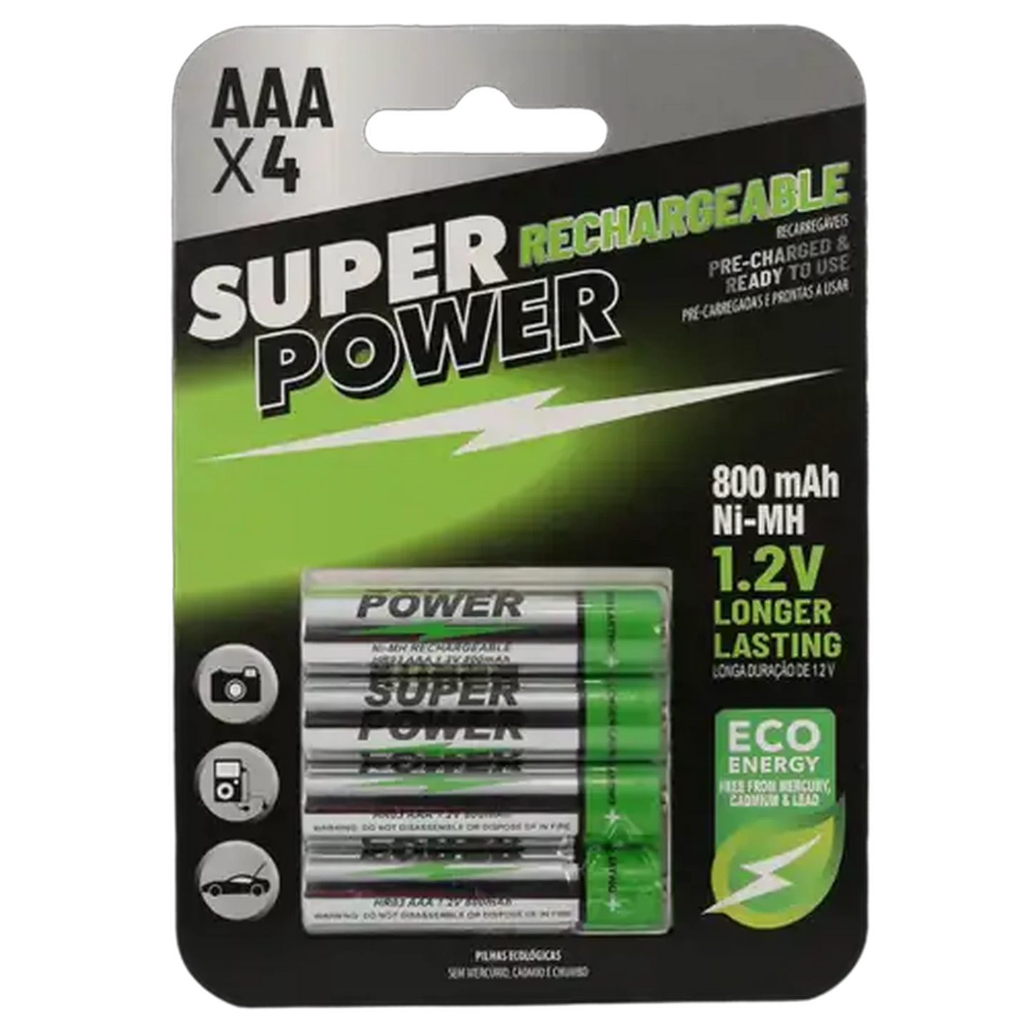 Image of Super Power AAA Rechargeable Batteries 4-Pack