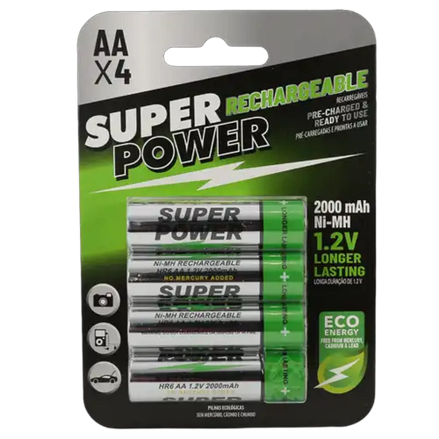 Image of Super Power AA Rechargeable Batteries 4-Pack