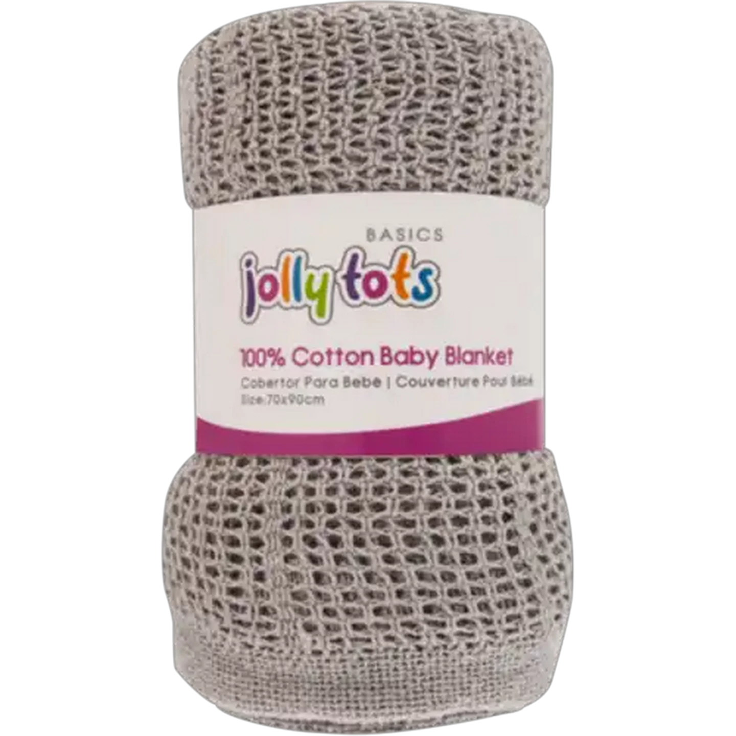 Image of Jolly Tots 100% Cotton Grey Baby Blanket 70 x 90cm
