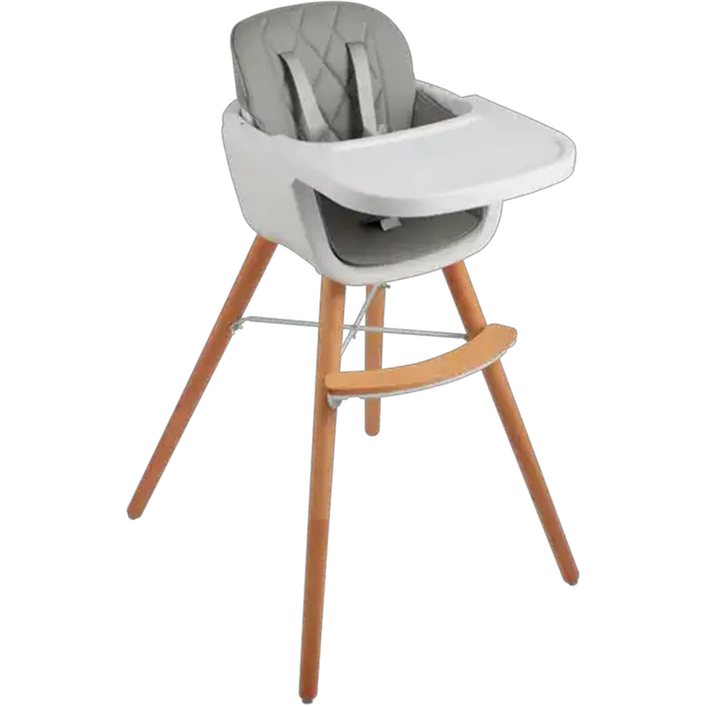Image of Little Me Blake High Wooden Chair Grey & White 0 Months +