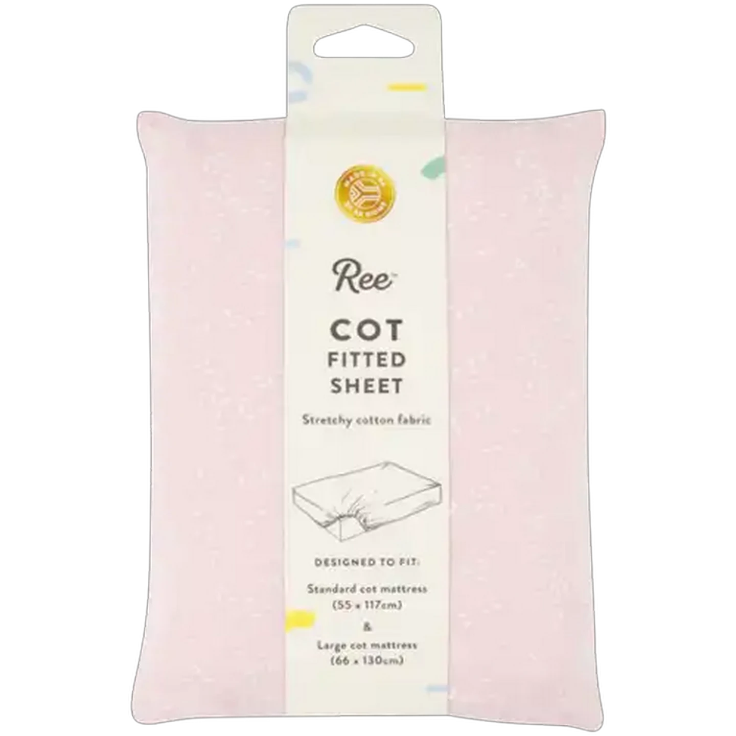Image of Ree Large Pink Cot Fitted Sheet