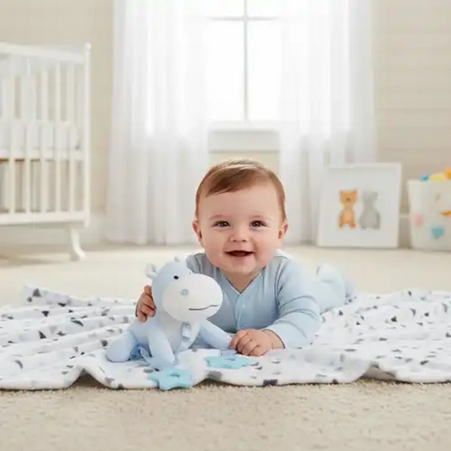 Image of Jolly Tots Comfort Teddy & Teether Blanket 75 x 100cm