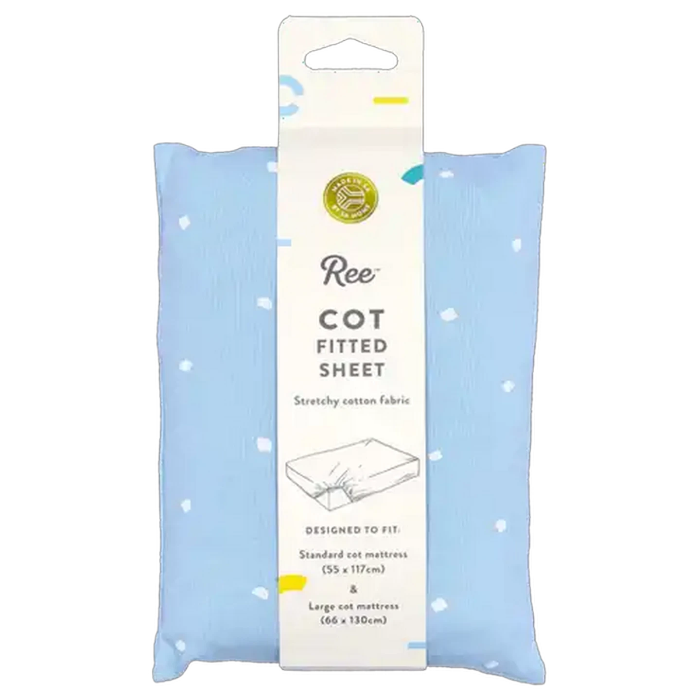 Image of Ree Collective Blue Dotted Cot Fitted Sheet