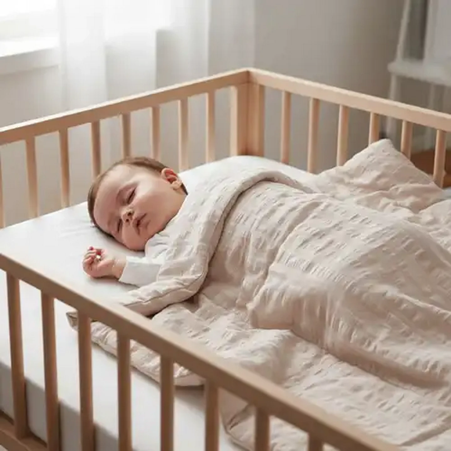 Image of Jolly Tots Seersucker Polycotton Stone Comforter Set 3 Piece 75 x 110cm