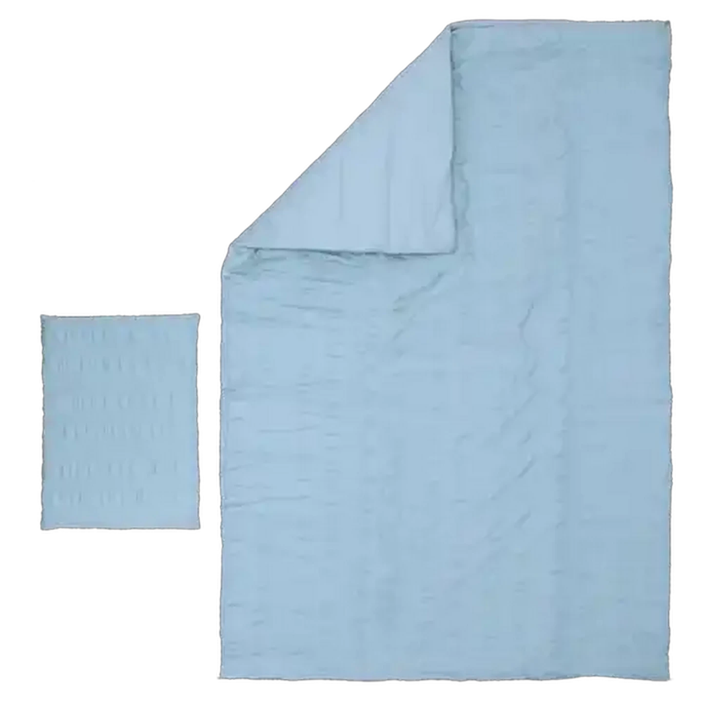 Image of Jolly Tots Seersucker Polycotton Blue Comforter Set 3 Piece 75 x 110cm