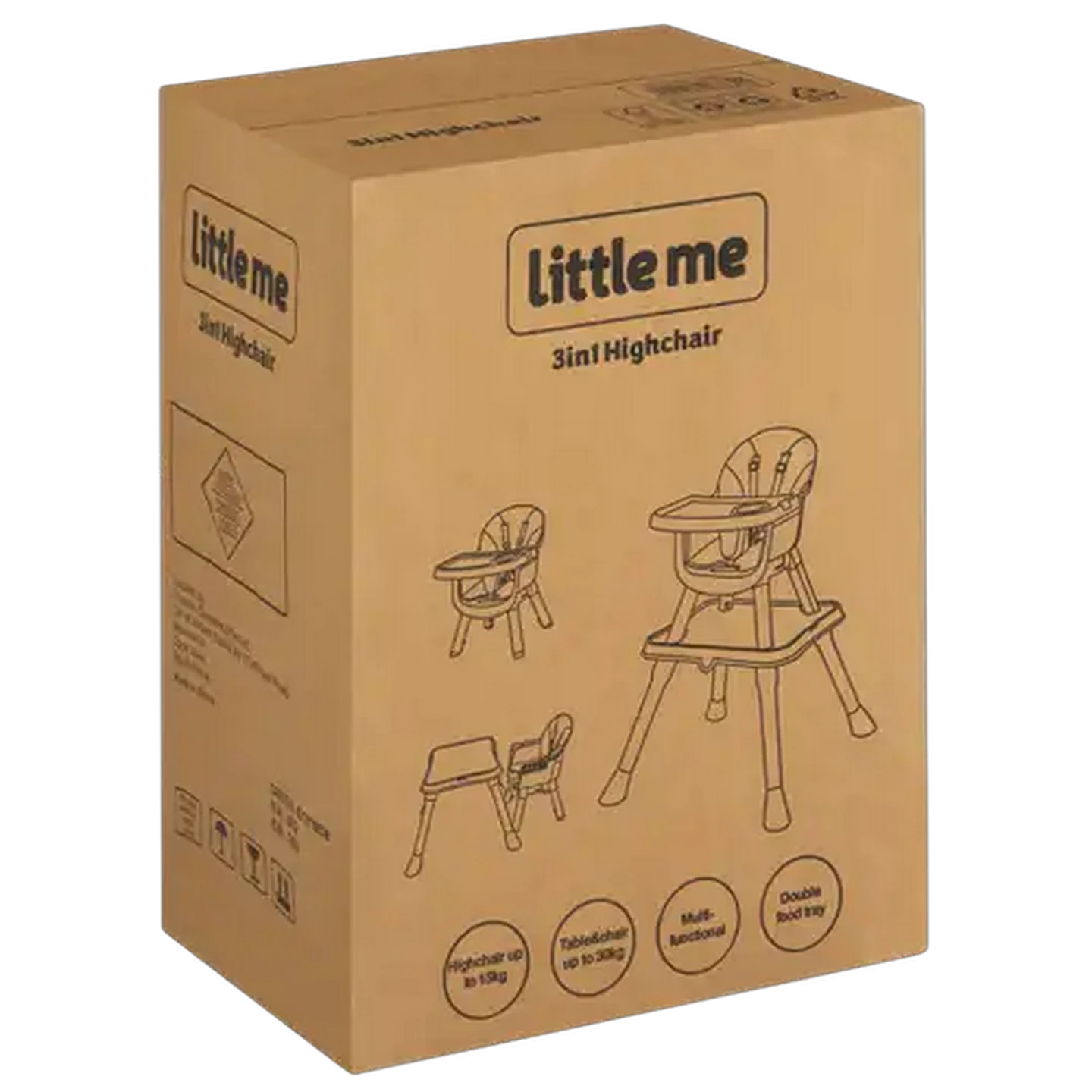Image of Little Me White & Grey 3-in-1 Highchair