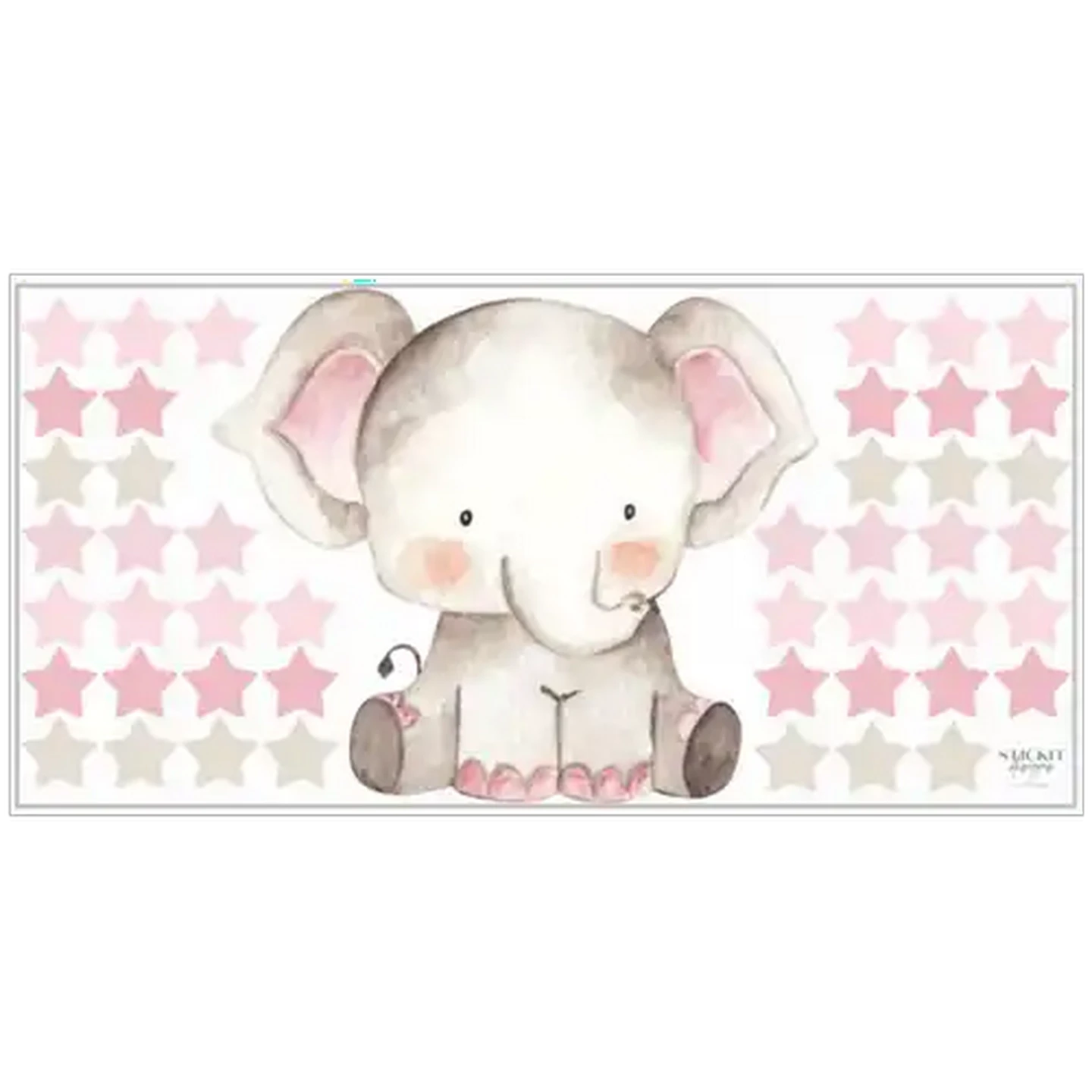Image of StickIt Designs Elephant And Stars Peel & Stick Wall Stickers Pink