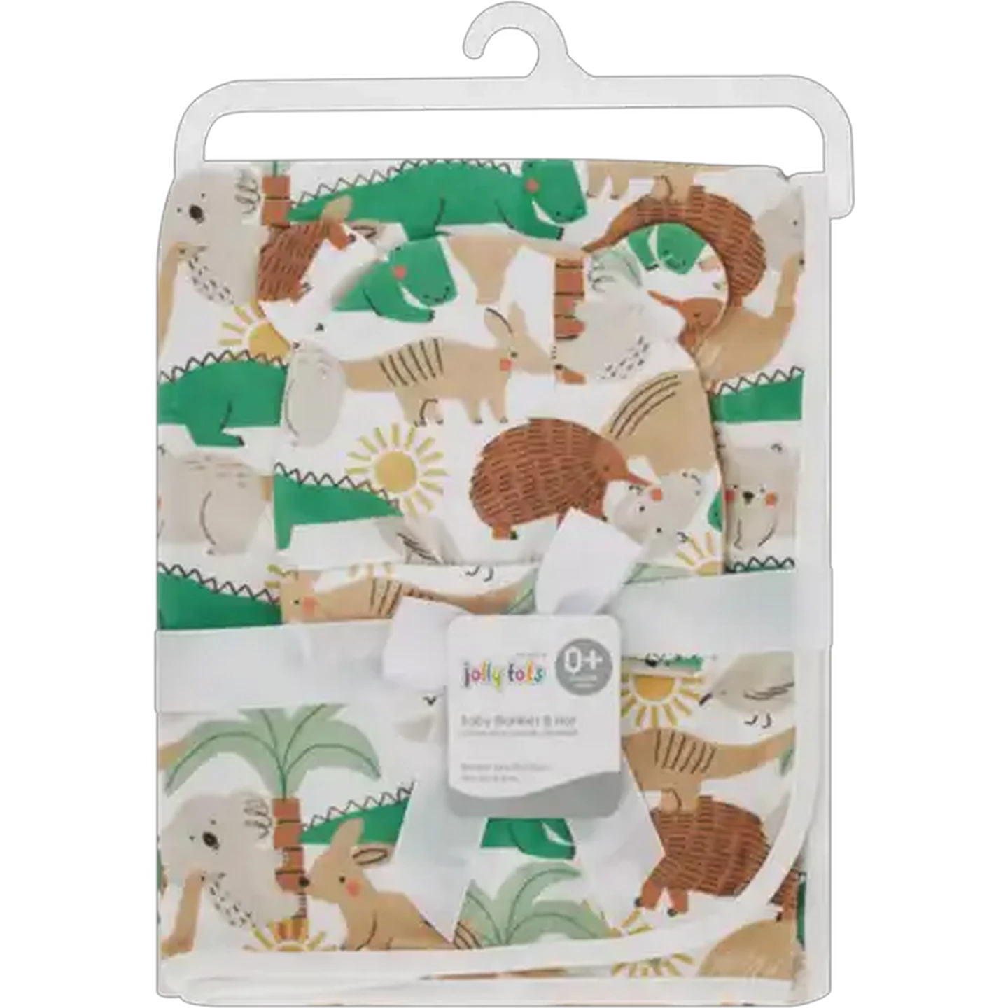 Image of Jolly Tots Basics Baby Blanket & Hat 2 Piece (Print May Vary)