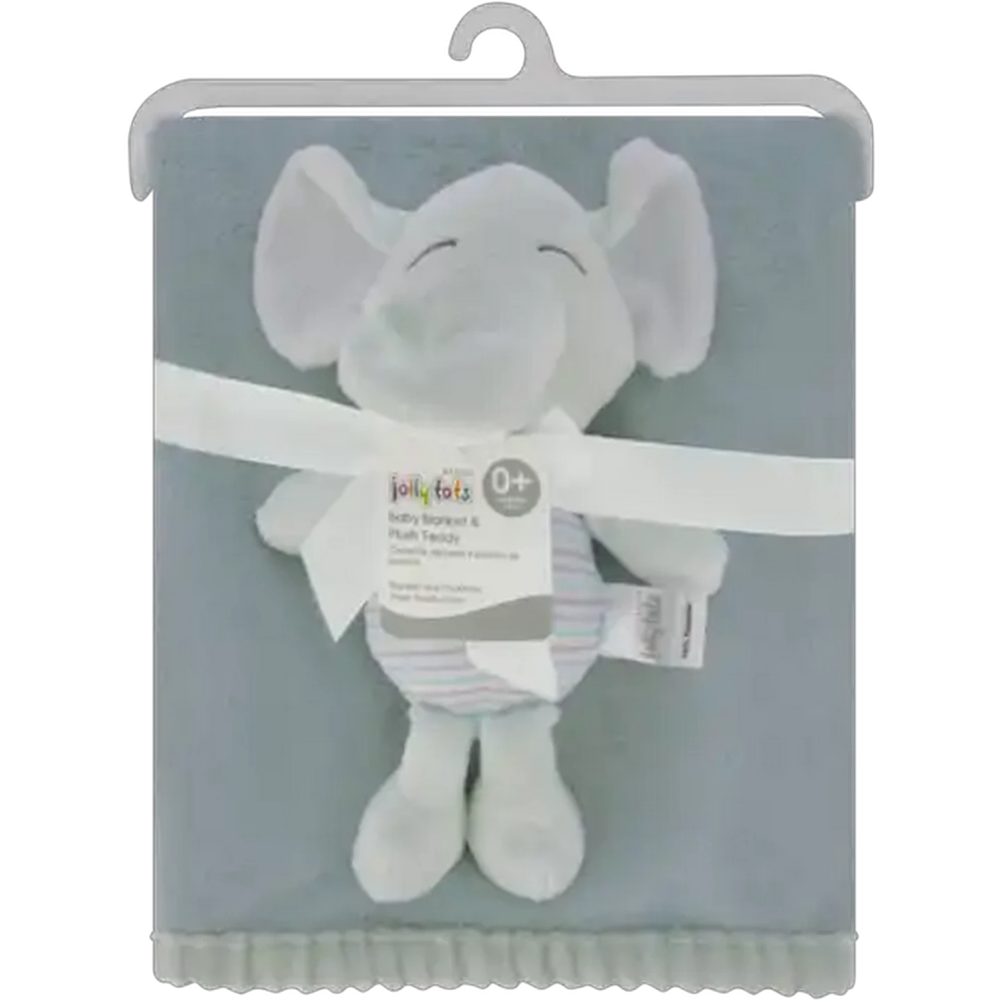 Image of Jolly Tots Basics Baby Blanket & Plush Teddy 2 Piece (Colour May Vary)
