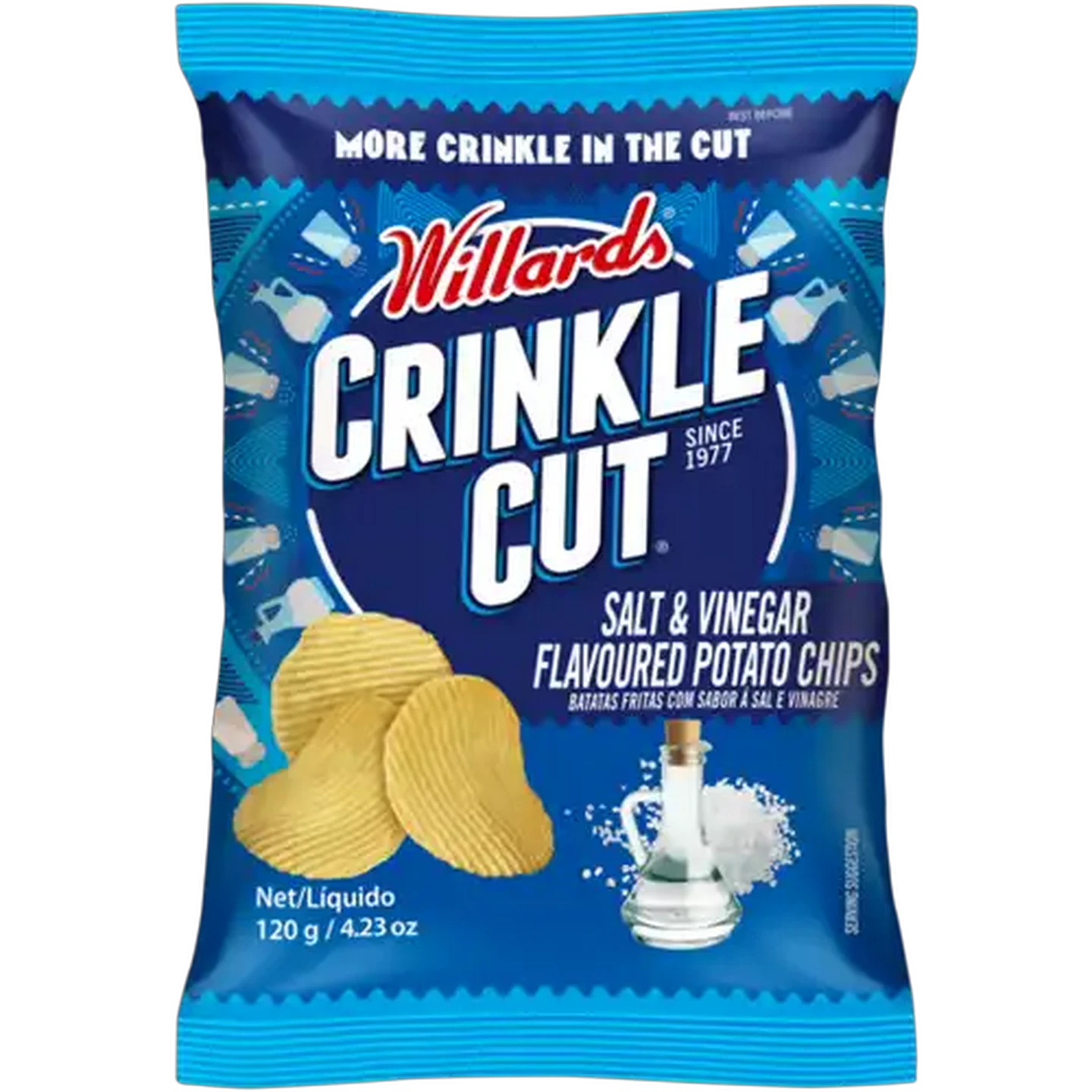 Image of Willards Crinkle Cut Salt & Vinegar Flavoured Potato Chips 120g