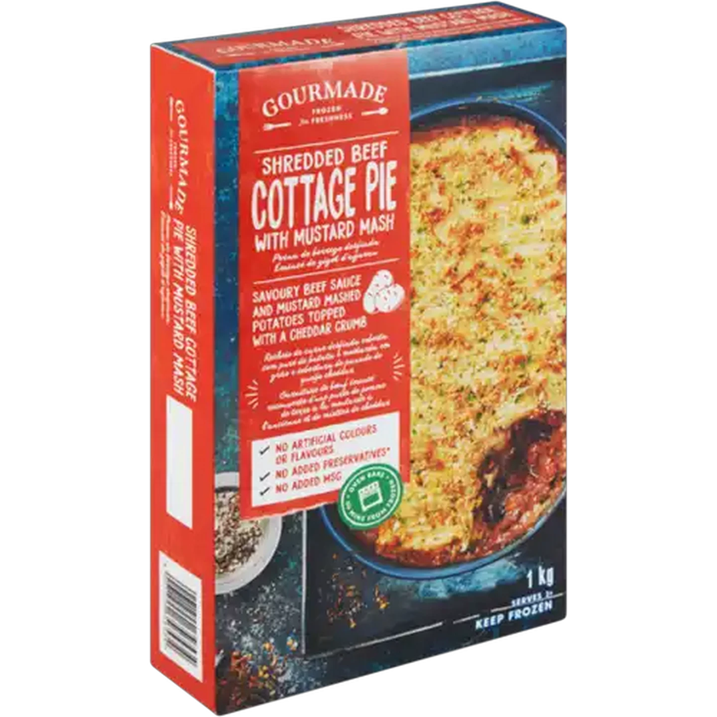 Image of Gourmade Frozen Shredded Beef Cottage Pie With Mustard Mash Ready Meal 1kg