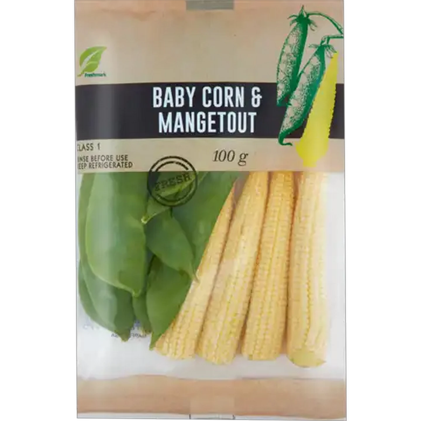 Image of Baby Corn & Mangetout Bag 100g