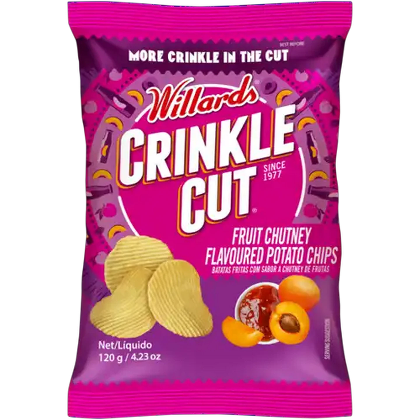Image of Willards Crinkle Cut Fruit Chutney Flavoured Potato Chips 120g