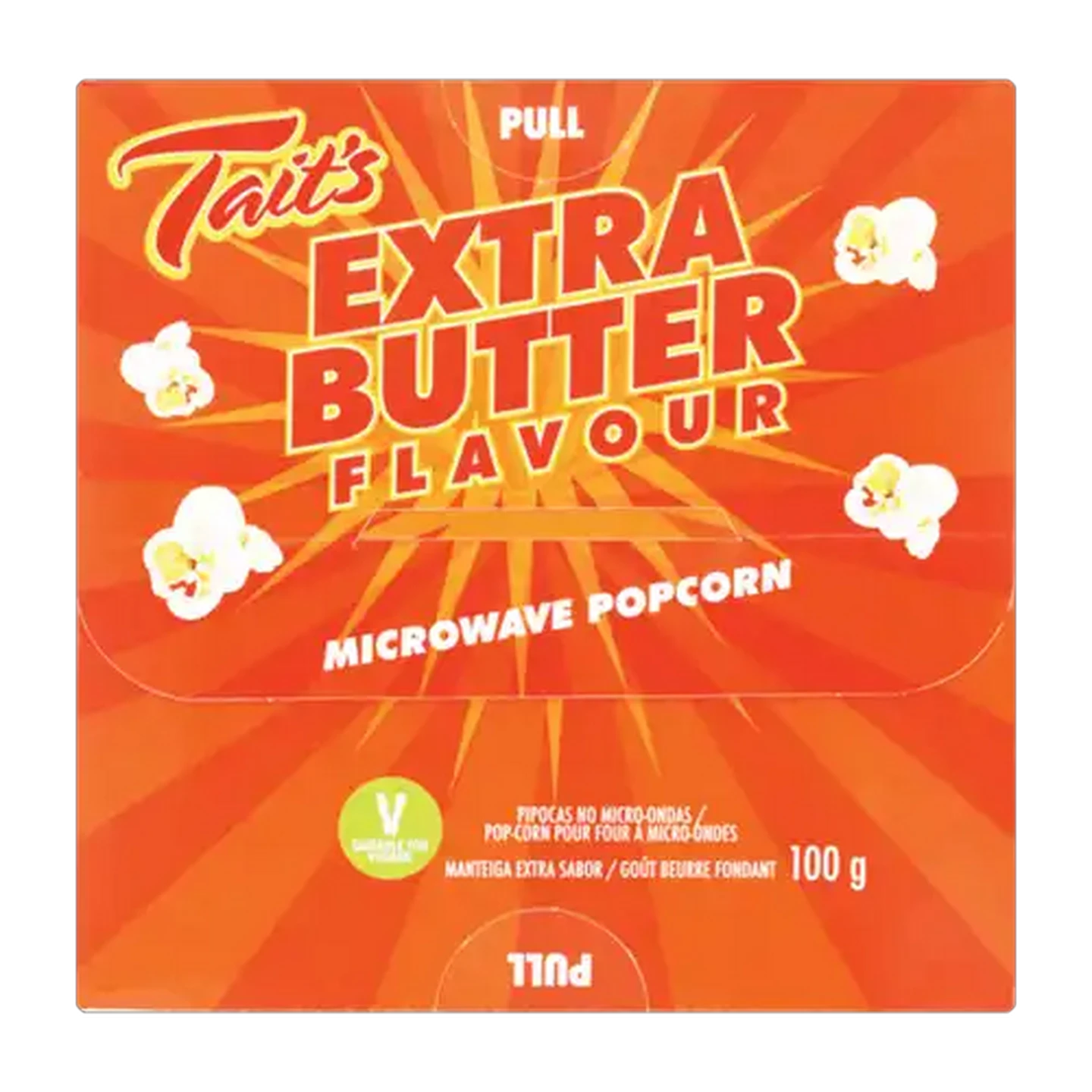 Image of Tait's Extra Butter Flavour Microwave Popcorn 100g