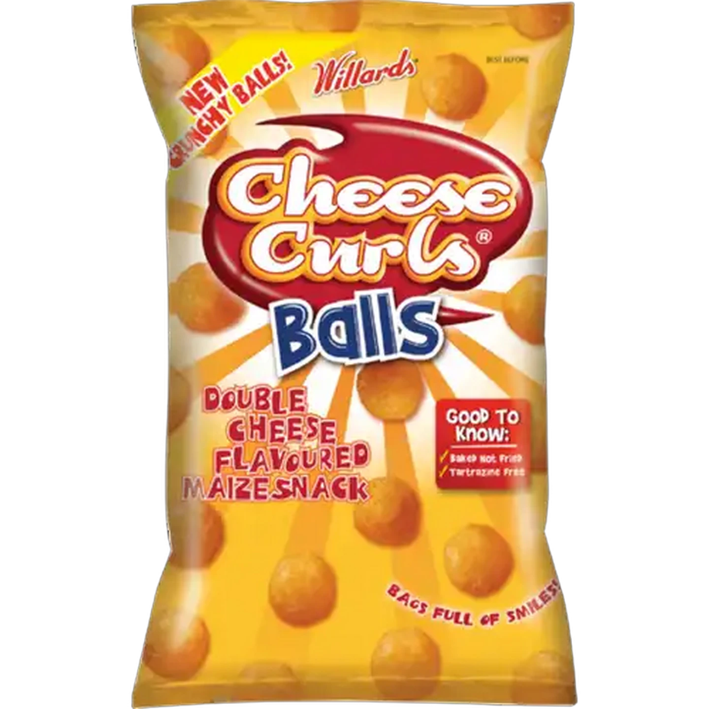 Image of Willards Cheese Curls Balls Double Cheese Flavoured Maize Snack 100g