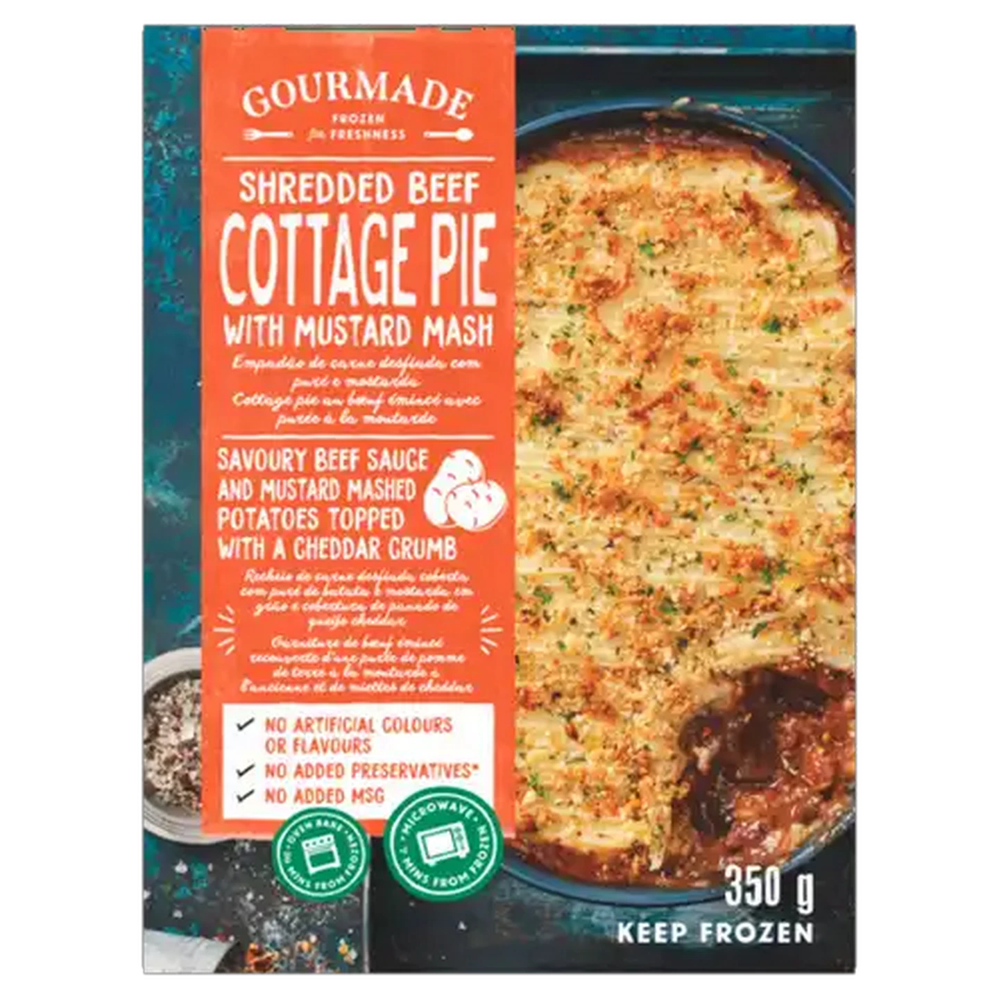 Image of Gourmade Frozen Shredded Beef Cottage Pie With Mustard Mash 350g