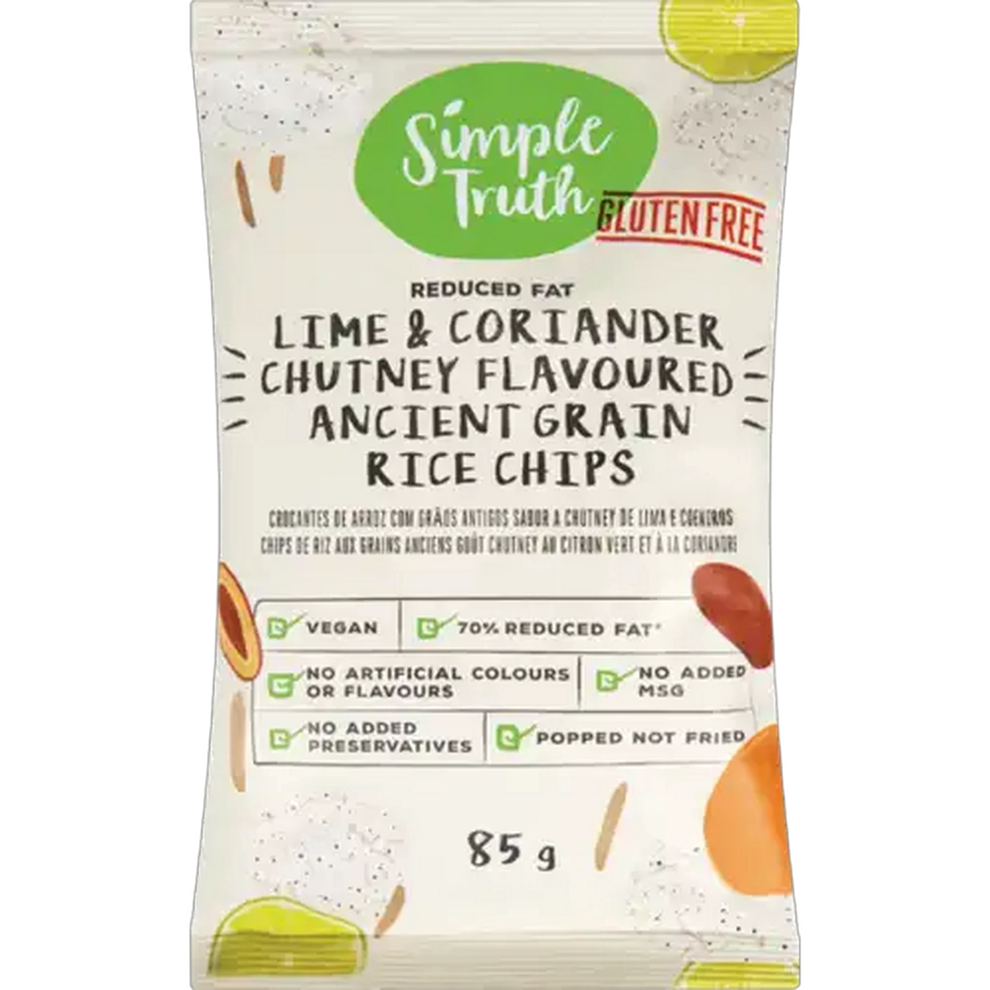 Image of Simple Truth Gluten Free Lime & Coriander Chutney Flavoured Ancient Grain Rice Chips 85g