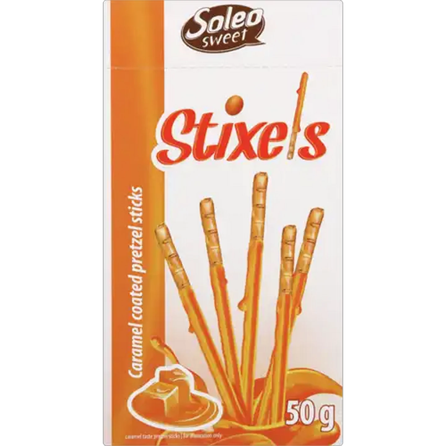 Image of Soleo Stixels Caramel Pretzel Sticks 50g