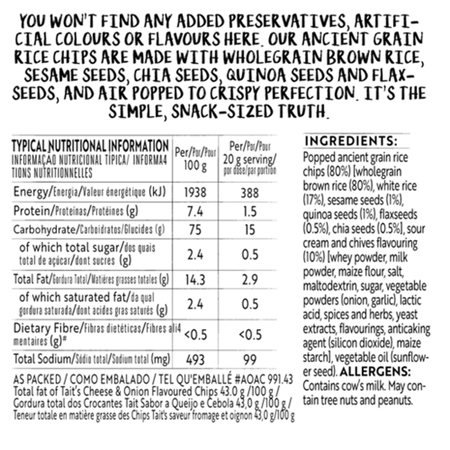 Image of Simple Truth Sour Cream & Chives Flavoured Gluten Free Ancient Grain Rice Chips 20g