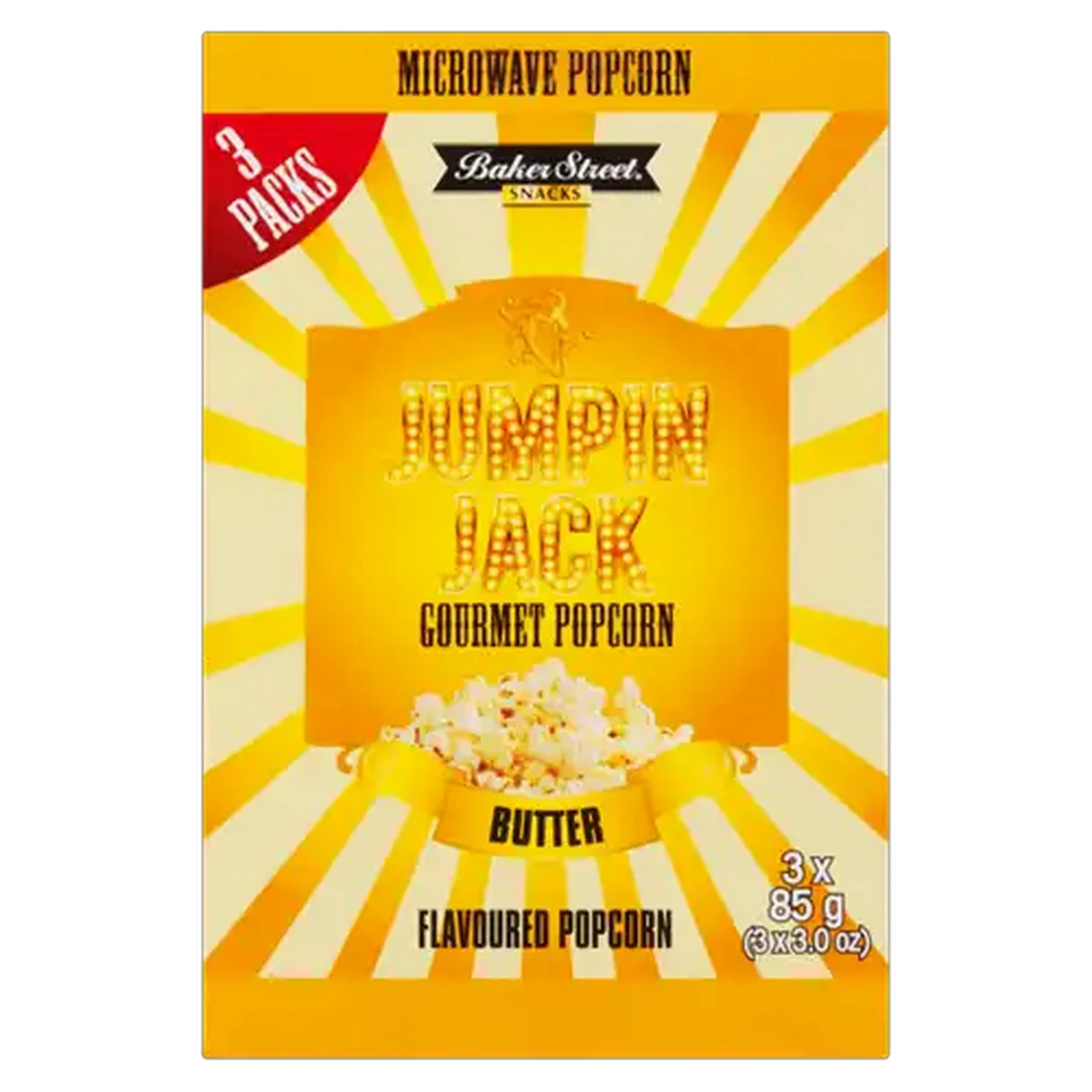 Image of Jumpin Jack Butter Gourmet Microwave Popcorn 3 x 85g