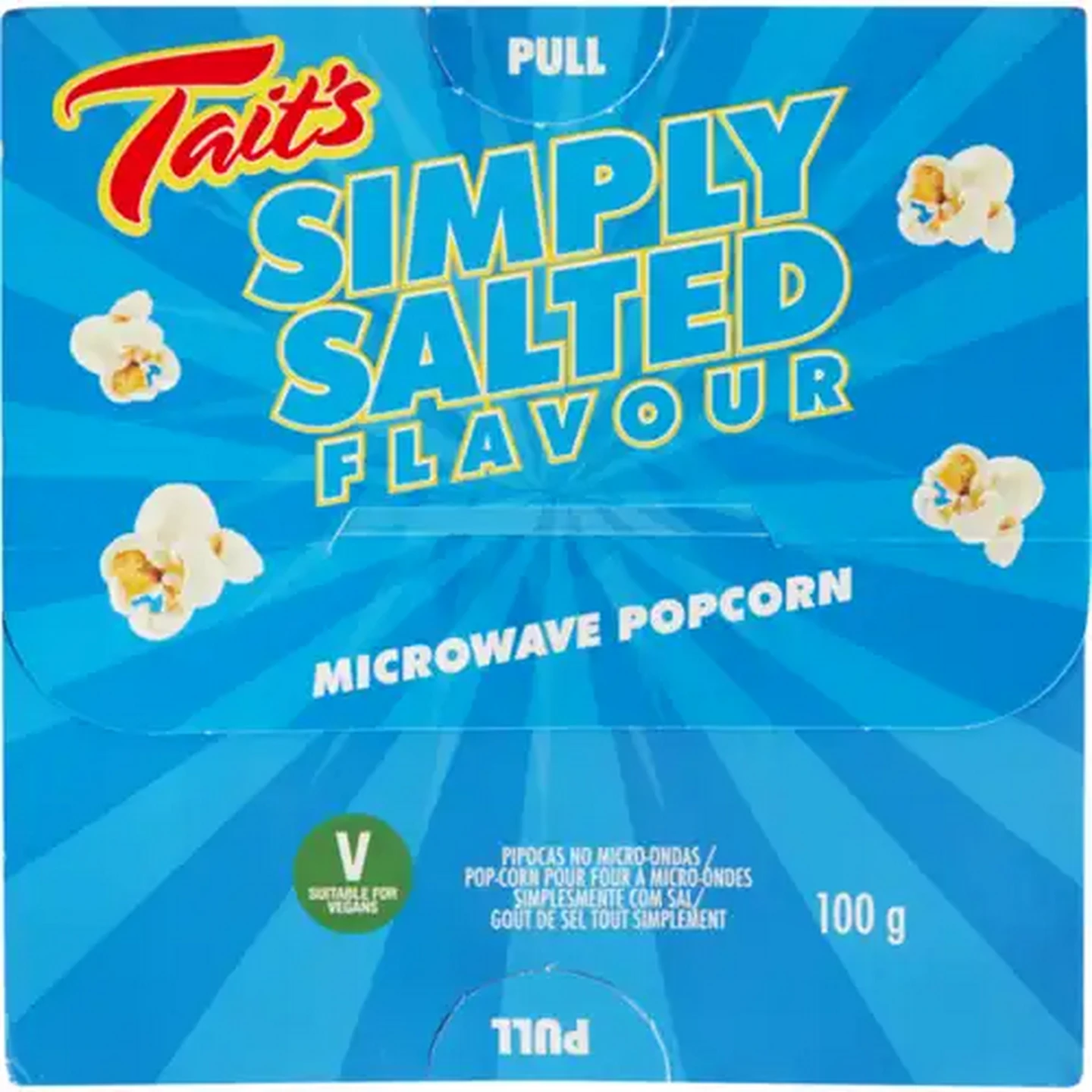 Image of Tait's Simply Salted Flavour Microwave Popcorn 100g