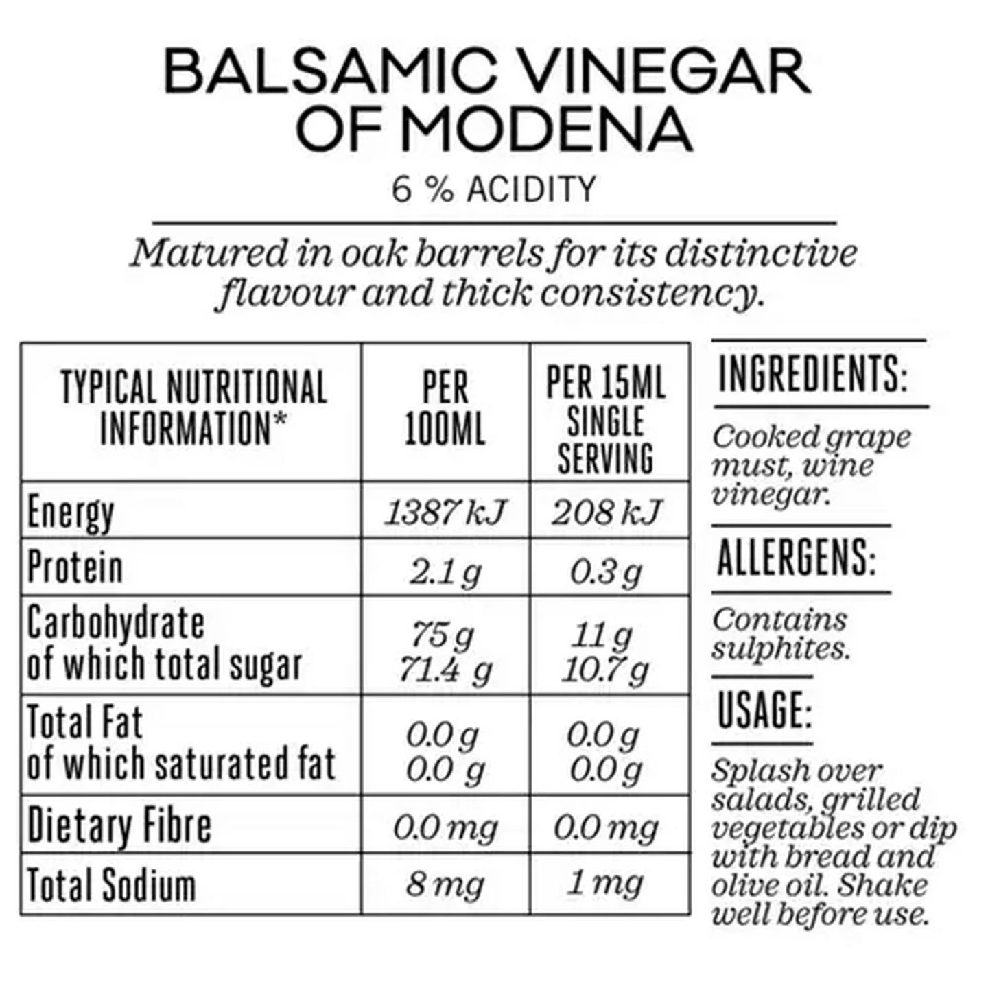 Image of Forage And Feast Balsamic Vinegar of Modena 250ml