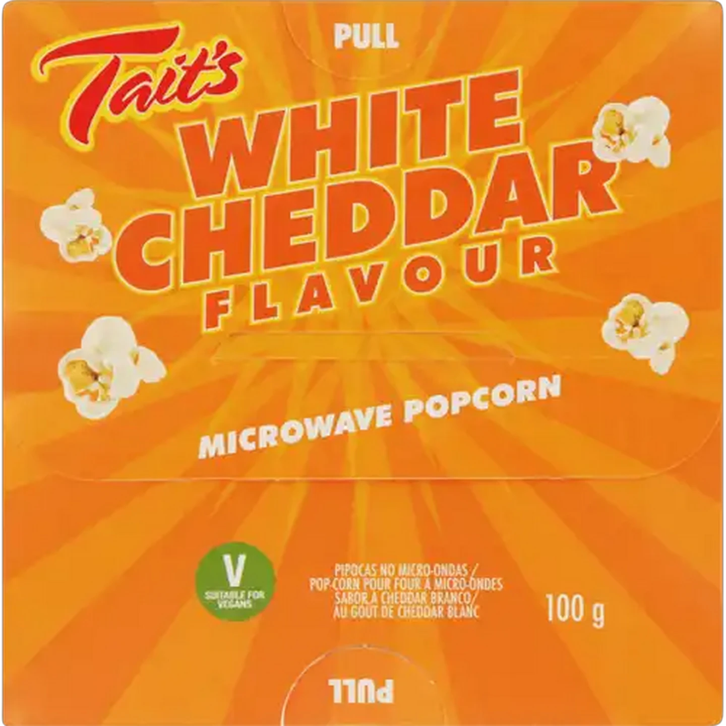 Image of Tait's White Cheddar Flavour Microwave Popcorn 100g