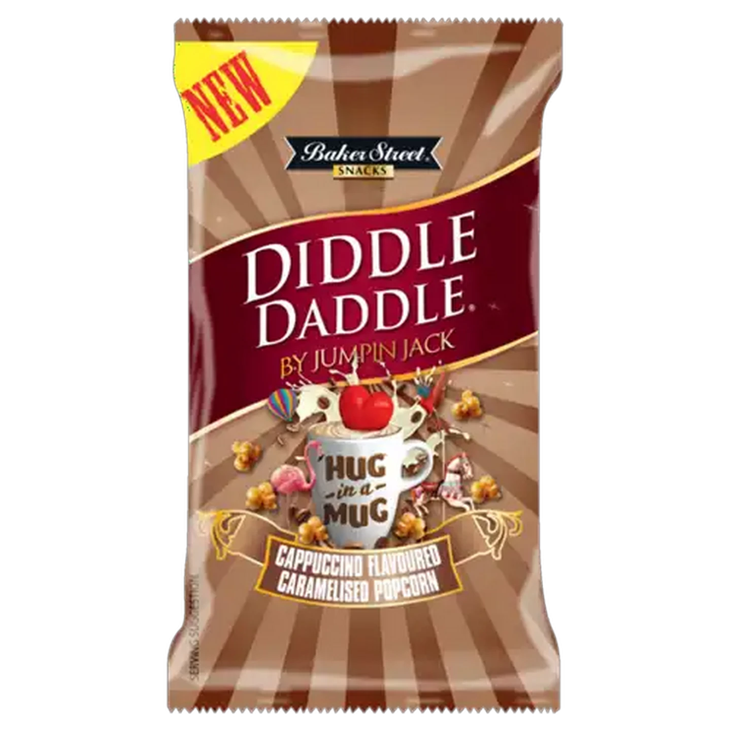 Image of Jumpin Jack Diddle Daddle Hug In A Mug Cappuccino Flavoured Caramelised Popcorn 150g